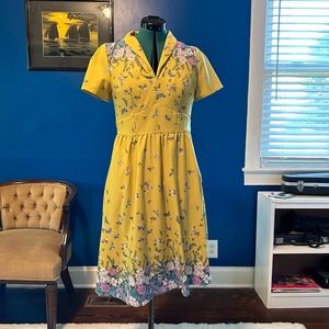 Yellow Butterly Print ModCloth Dress , Size 10